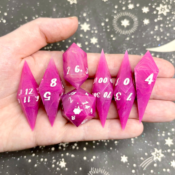 "Subtle Swirls" - Elongated 7 Piece Show Off Set - Logo d20