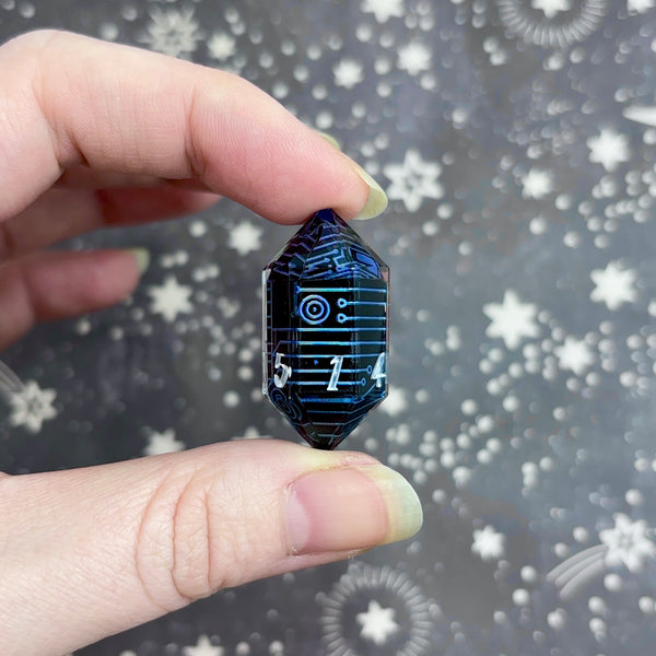 "Cyber Style" - Elongated 7 Piece Show Off Set - Logo d20