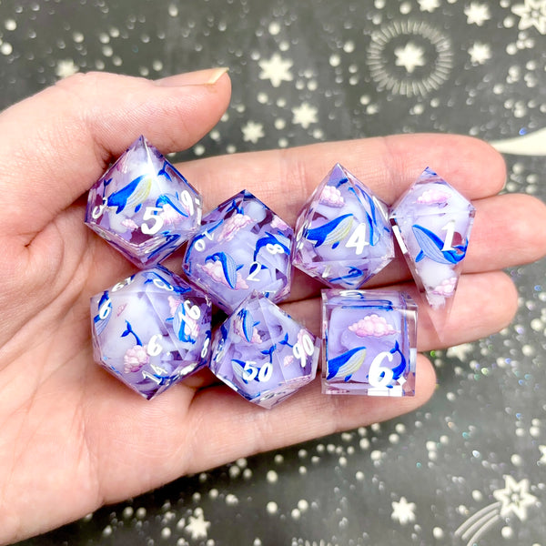 "Whales in the Clouds" - 7 Piece Show Off Set - Logo d20