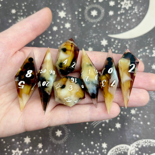 "Brown Sugar Boba" - Elongated 7 Piece Show Off Set - Logo d20
