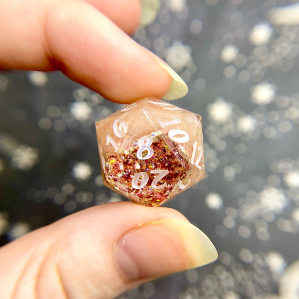 "Rose Gold Geodes" - Standard Numeric d20