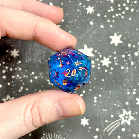 "Starry Sky, Rose Gold" - Show Off Numeric d20