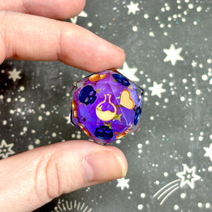 "Purple Sky White Bubbles" - Death Save d20