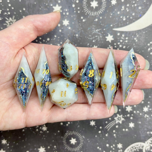 "Dark Crystals" - Elongated 7 Piece Show Off Set - Logo d20