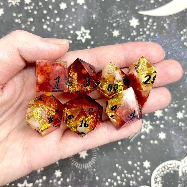 "Red Hots" - 7 Piece Show Off Set - Logo d20