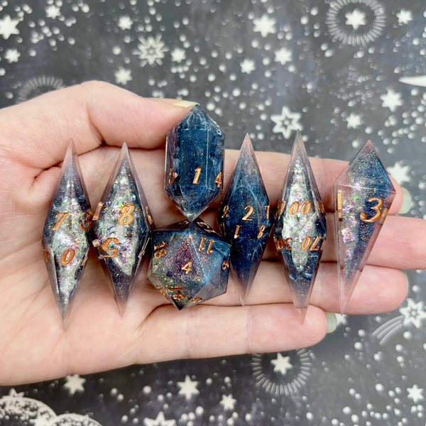 "Dazzled" - Elongated 7 Piece Show Off Set - Logo d20