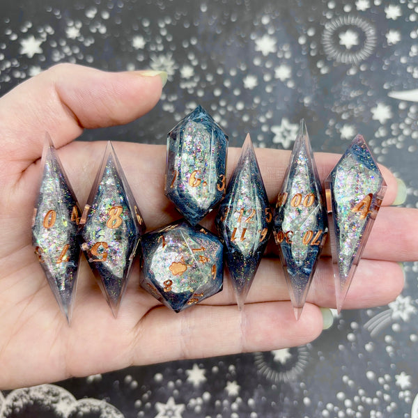 "Dazzled" - Elongated 7 Piece Show Off Set - Logo d20