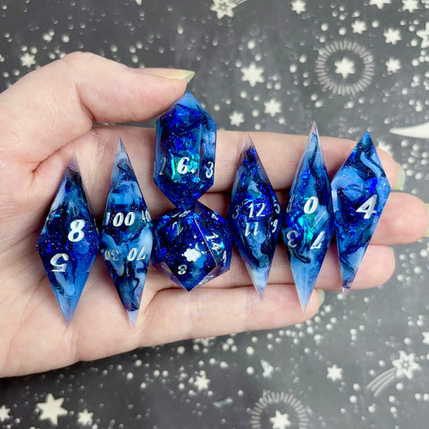 "Misty Midnight" - Elongated 7 Piece Show Off Set - Logo d20