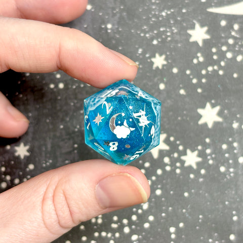 "Ocean Waves, Silver Stars" - Show Off Logo d20