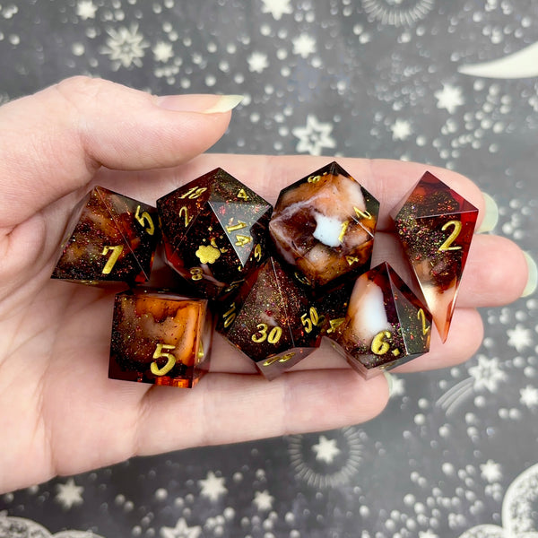 "Ash and Cinders" - 7 Piece Show Off Set - Logo d20