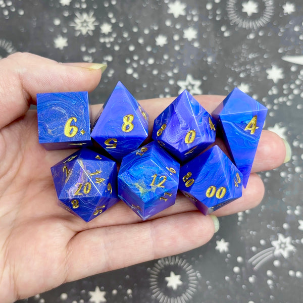 "Lady Lazuli" - 7 Piece Show Off Set - Logo d20
