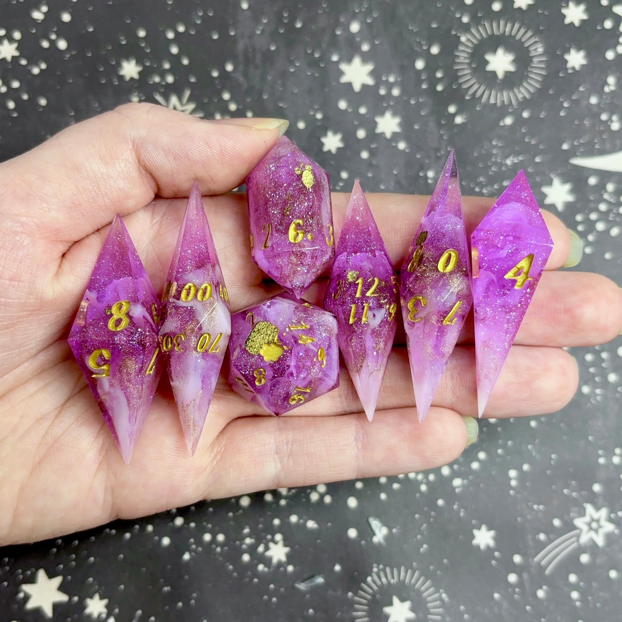 "Blissful Beginnings" - Elongated 7 Piece Show Off Set - Logo d20