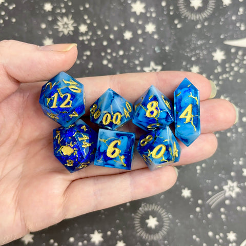 "Blue Lightning" - 7 Piece Set - Logo d20