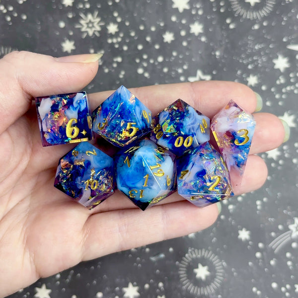 "The Cobalt Empress" - 7 Piece Show Off Set - Numeric d20