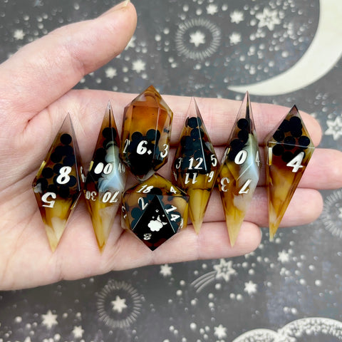 "Brown Sugar Boba" - Elongated 7 Piece Show Off Set - Logo d20