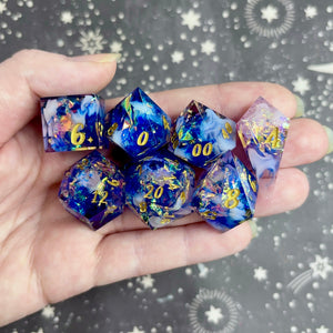 "The Cobalt Empress" - 7 Piece Show Off Set - Numeric d20