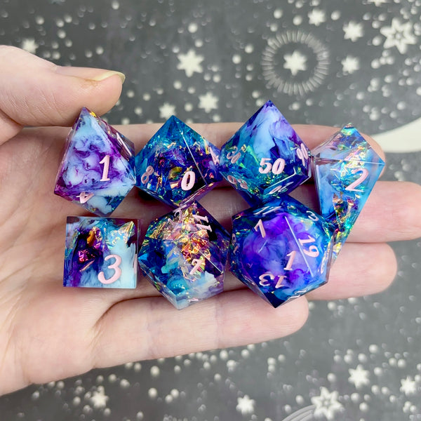 "Cosmic Light" - 7 Piece Show Off Set - Logo d20