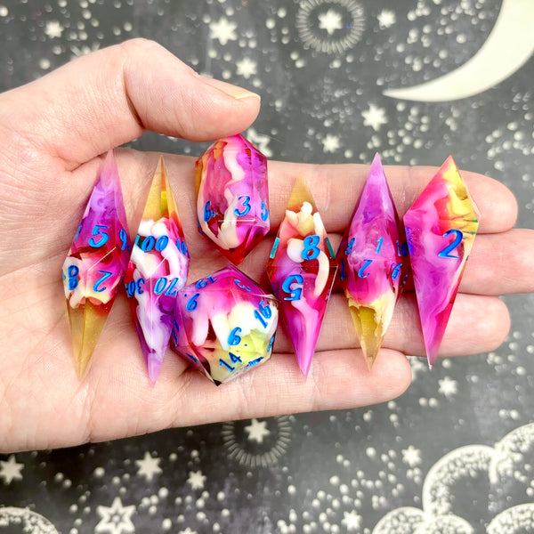"New Dawn" - Elongated 7 Piece Show Off Set - Logo d20