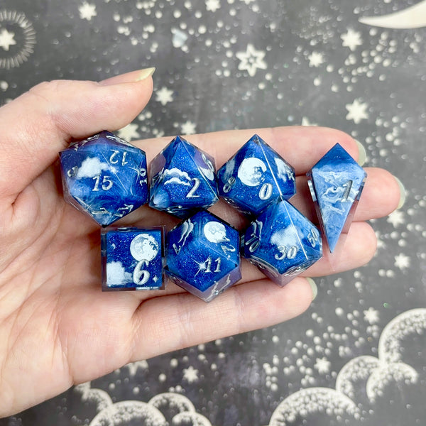 "Moon Phases" - 7 Piece Show Off Set - Logo d20
