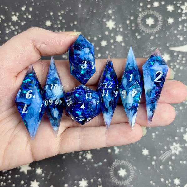 "Misty Midnight" - Elongated 7 Piece Show Off Set - Logo d20