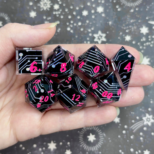 "Circuit Board" - 7 Piece Show Off Set - Numeric d20