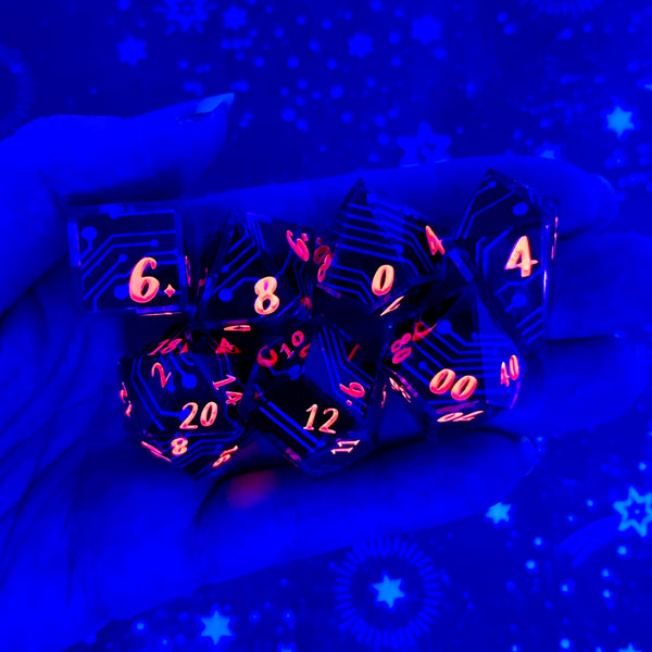 "Circuit Board" - 7 Piece Show Off Set - Numeric d20