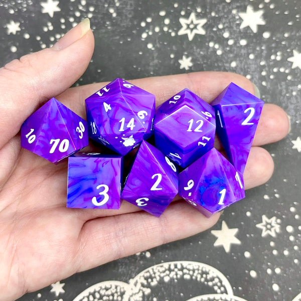 "Lavender Swirls" - 7 Piece Show Off Set - Logo d20